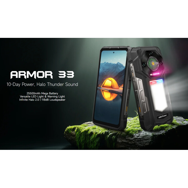 Ulefone Armor 33, 12GB RAM 512GB, 6.95‑inch Display, 50MP+64MP+50MP, 25,500mAh Battery, Black