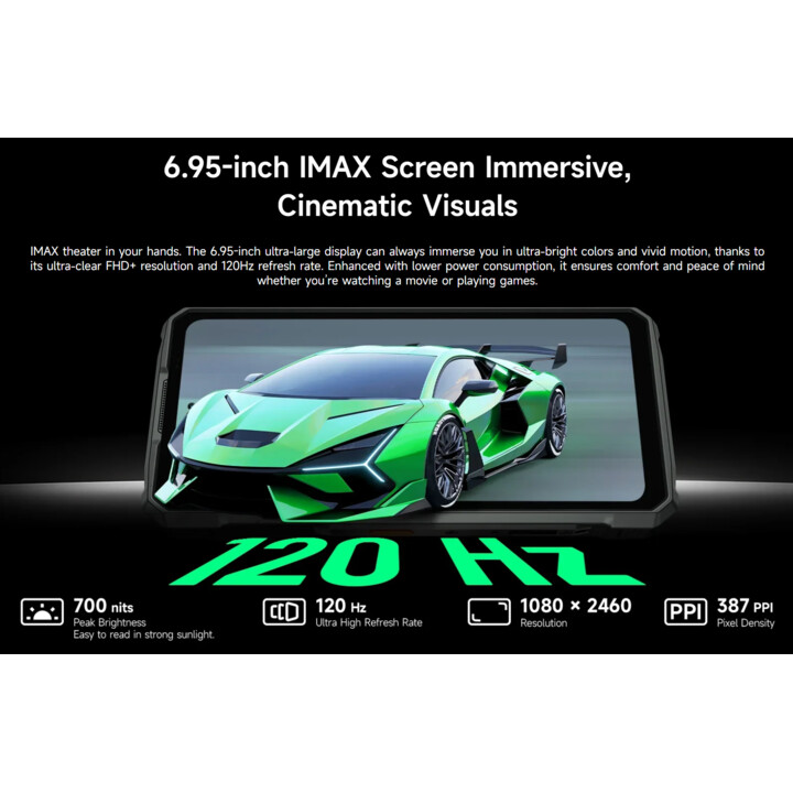 Ulefone Armor 33, 12GB RAM 512GB, 6.95‑inch Display, 50MP+64MP+50MP, 25,500mAh Battery, Black