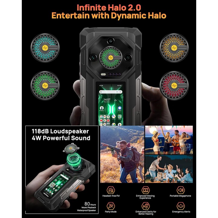 Ulefone Armor 33 Pro 5G, 32GB+512 GB/2TB, tela dupla, dimensidade 7300+, 6,95+3,4 FHD+120Hz, 50mp+64mp+32mp, preto