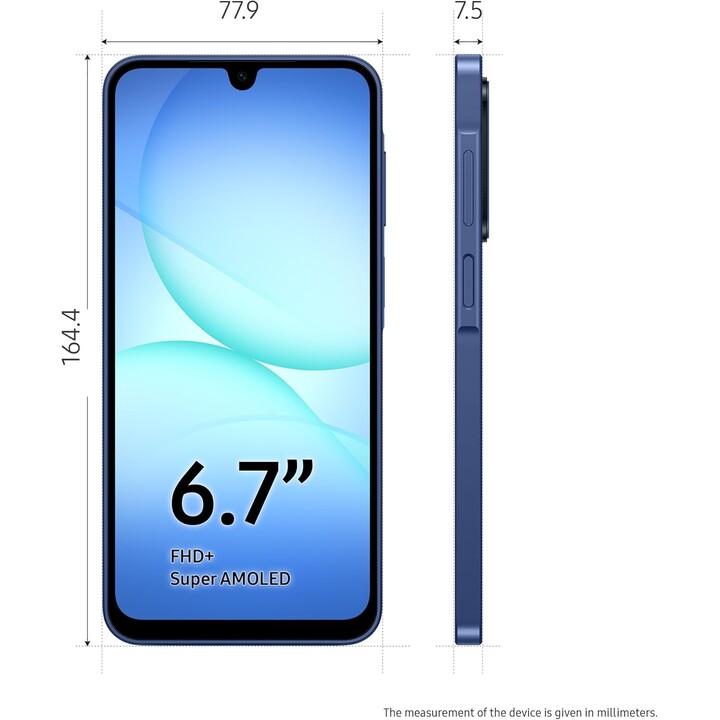 Samsung Galaxy A17 5G, 4GB RAM 128GB, teléfono inteligente AI, marco delgado de 7.5 mm, 50mp, 5000 mAh, azul