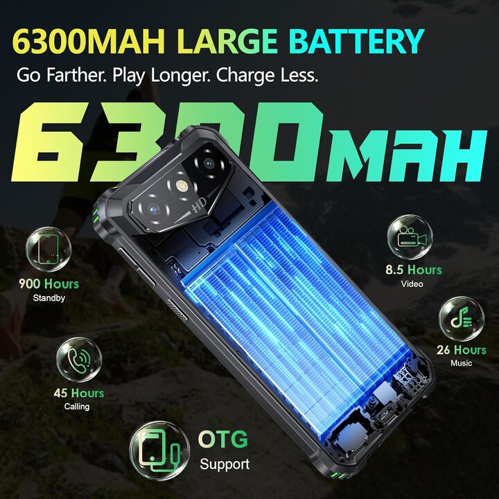 OUKITEL G3, 16GB + 128GB (1TB), 13MP + 5MP Camera, 6300mAh Battery, 6.0 Inch HD +, Dual SIM, 3.5mm Jack, GPS, Face ID, Black