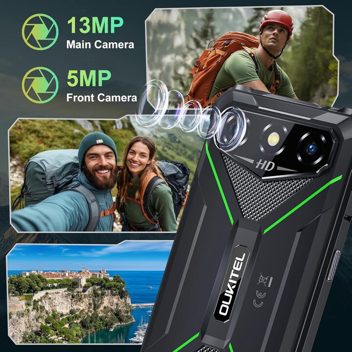 OUKITEL G3, 16GB + 128GB (1TB), 13MP + 5MP Camera, 6300mAh Battery, 6.0 Inch HD +, Dual SIM, 3.5mm Jack, GPS, Face ID, Black