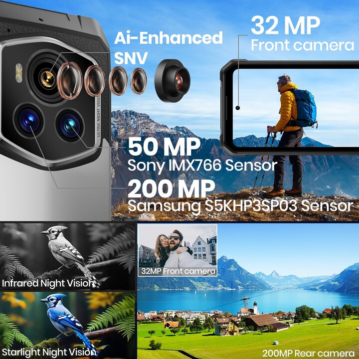 FOSSiBOT F107 Pro 5G, 12GB (30GB) RAM 512GB, Android 15, 6.95 FHD+ 120Hz, 28000mAh, 200MP Camera, 66W, Black