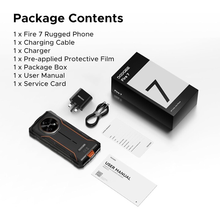 DOOGEE Fire 7 5G, 16GB+256GB/2TB, Android 15, 13000mAh/18W, 6.6 HD+ 90Hz, 64MP+16MP, Gray
