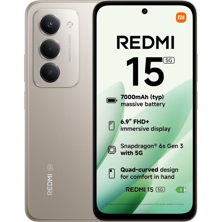Xiaomi Redmi 15 5G NFC, 4GB RAM 128GB, Dual SIM, 6.90 HD+ 144Hz, 7000 mAh, Titan Gray