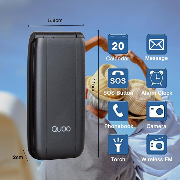 Teléfono Móvil Qubo NEONW-BK 4G para Personas Mayores/ Negro