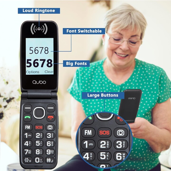 Teléfono Móvil Qubo NEONW-BK 4G para Personas Mayores/ Negro