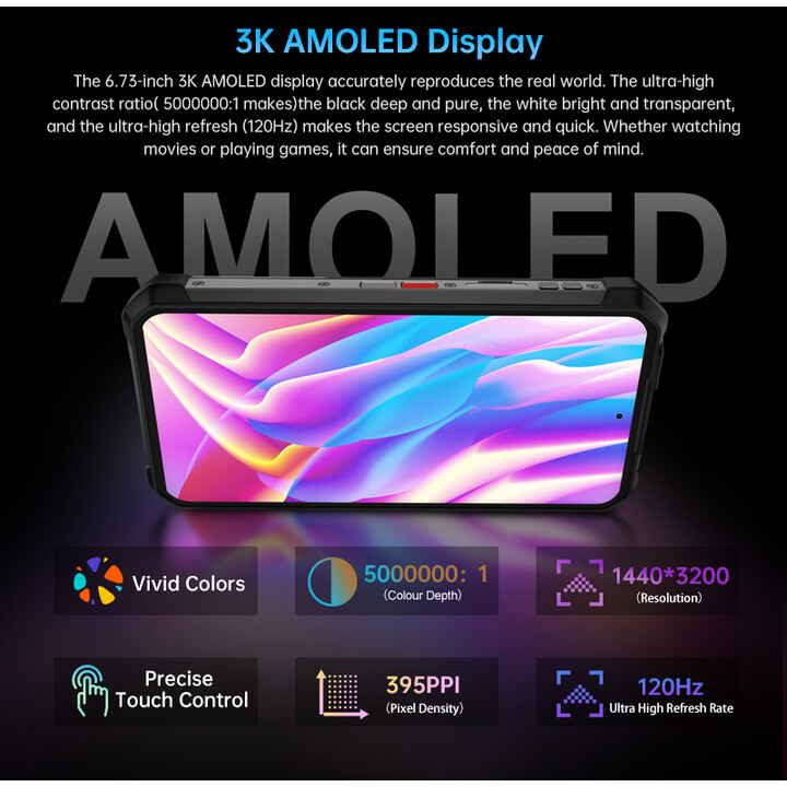 Unihertz 8849 Tank 4 5G, 24GB 512GB, Projector 720P, 100 Lumen, 6.78 AMOLED, Android14, 11600mAh Dimensity 7300