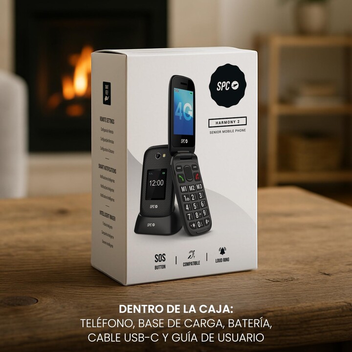 Teléfono Móvil SPC Harmony 2 4G para Personas Mayores/ Negro