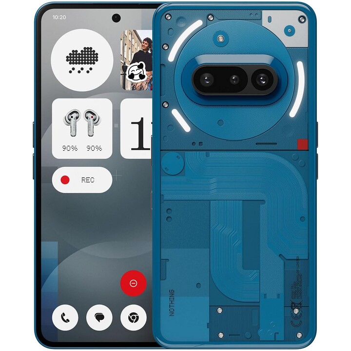 Nothing Phone 3a, 256 Go, caméra frontale 32 MP, 30x Ultra Zoom, charge rapide 50W, 6,77 FHD + AMOLED Affichage, bleu