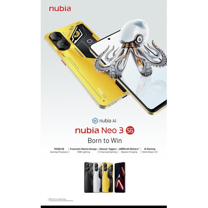 Smartphone Nubia Neo 3 5g, 6,8 Bildschirm, 5200 mah, 33 W, 8GB 256 GB, Gold