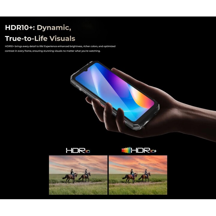 Hotwav Hyper 7s 5G, 4GB 256GB, 6.6 Screen, 120Hz, 10800 mAh, 20W, Black Rugged