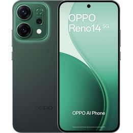Oppo Reno14 5G, 12GB 256GB, 6.59 AMOLED, 50MP, IP69, carga rápida, 80W, verde luminoso