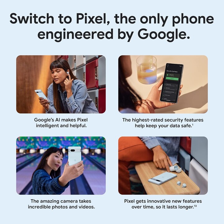 Google Pixel 7a 5G, 8GB 128GB, display da 6,1 pollici, Tensor G2, Nero carbone