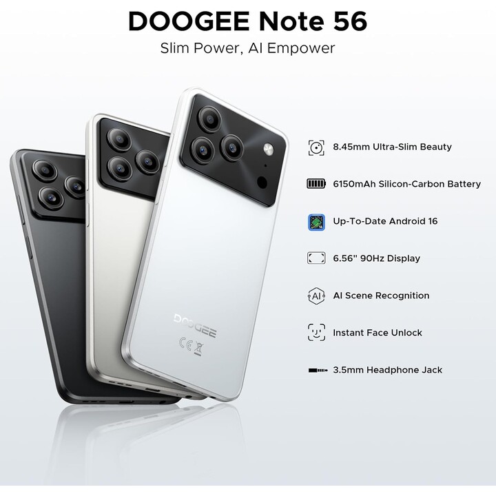 Doogee Note 56, 3GB 64GB, 6.56 IPS HD+, 6150 mAh, Negro