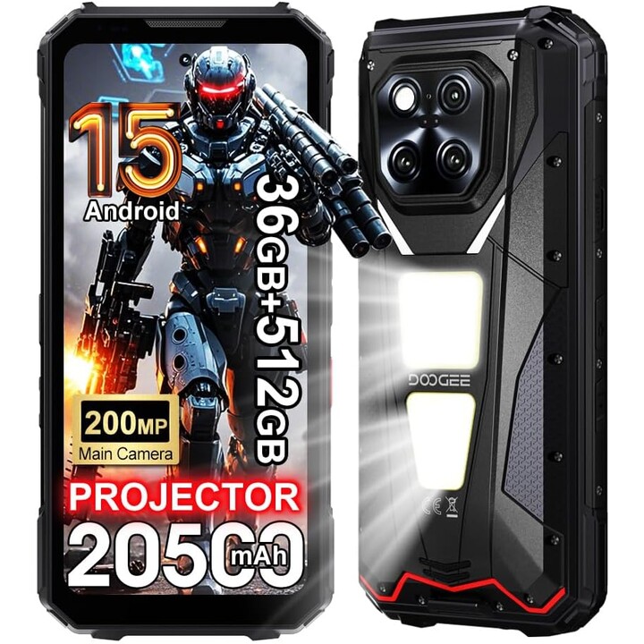 Doogee V Max Play VIP Edition 5G, 16GB 512GB, 6,78 IPS FHD+ 120Hz, 20500mAh, com projetor, preto
