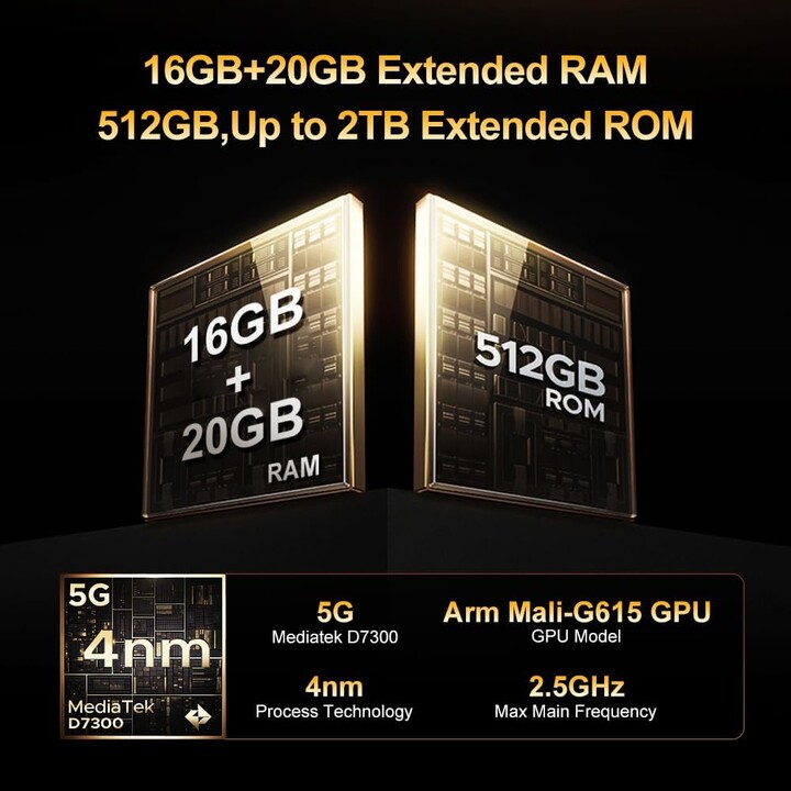 Doogee V Max Play VIP Edition 5G, 16GB 512GB, 6,78 IPS FHD+ 120Hz, 20500mAh, com projetor, preto