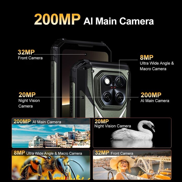 Doogee V Max Play VIP Edition 5G, 16GB 512GB, 6,78 IPS FHD+ 120Hz, 20500mAh, com projetor, preto