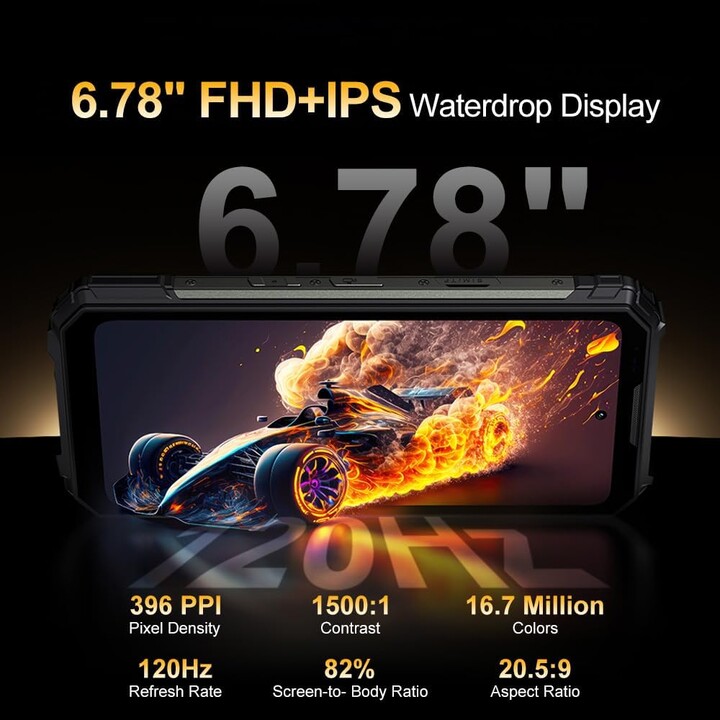 Doogee V Max Play VIP Edition 5G, 16GB 512GB, 6,78 IPS FHD+ 120Hz, 20500mAh, com projetor, preto