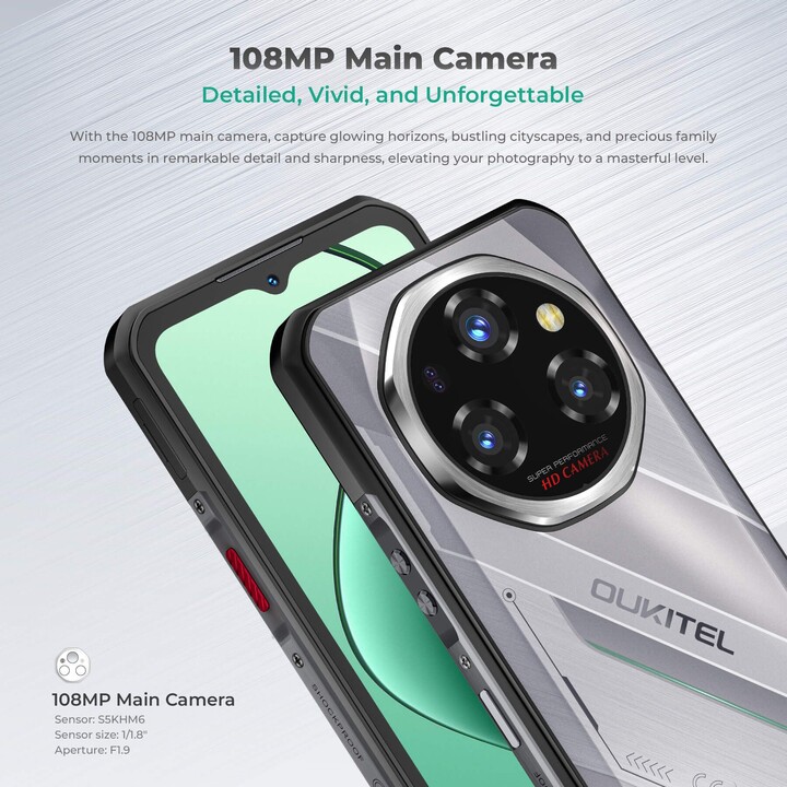 Oukitel WP62 5G, 16GB 512GB, 6.58 AMOLED FHD+ Screen, 11000mAh, Grey