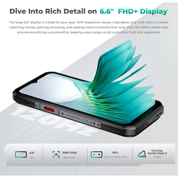 Oukitel WP62 5G, 16GB 512GB, 6.58 AMOLED FHD+ Screen, 11000mAh, Grey