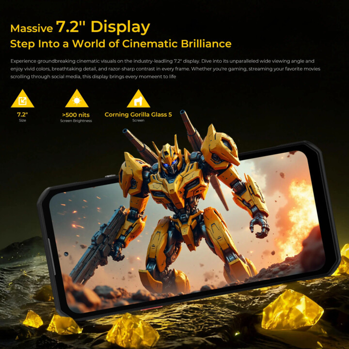 Oukitel WP60 5G, 16 Go 512 Go, 7,2 LCD IPS HD+, 10 000 mAh, noir