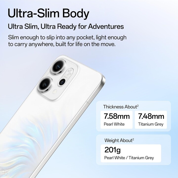 Oppo Reno14 Pro 5G, 12GB 512GB, 6,83 AMOLED FHD+, 6200mAh, branco opala