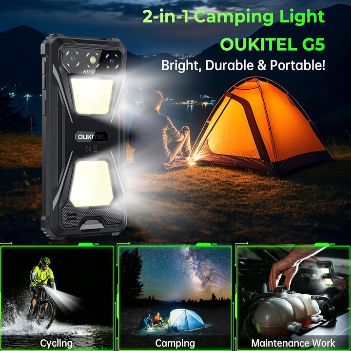 Oukitel G5, 4+12GB RAM, 128GB/TF 1TB, 900LM Dual Camping Light, 6 Display, 6300mAh, 13MP, Dual SIM, Orange