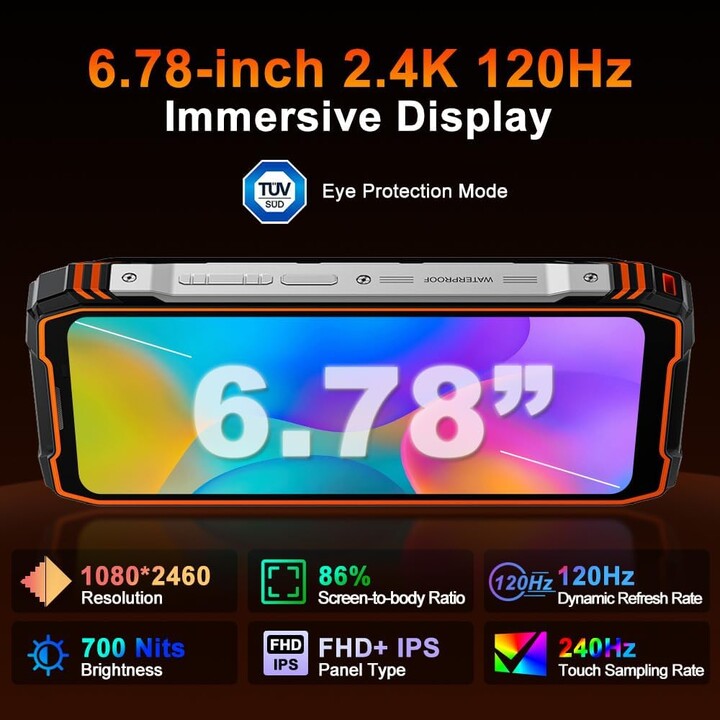 Blackview XPLORE 1 Pro 5G, 16 Go 512 Go, LCD IPS 6,78, 20 000 mAh, double SIM, orange
