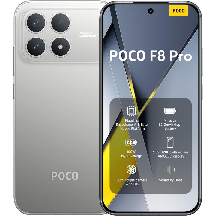 Xiaomi Poco F8 Pro 5G, 12GB 512GB, 6,59 OLED LTPO, 6210mAh, Argento
