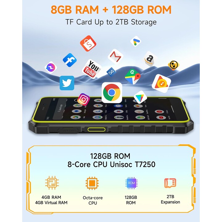 Ulefone RugKing 2 Pro, 4 GB 128 GB, 5,45 IPS, 4550 mAh, Schwarz