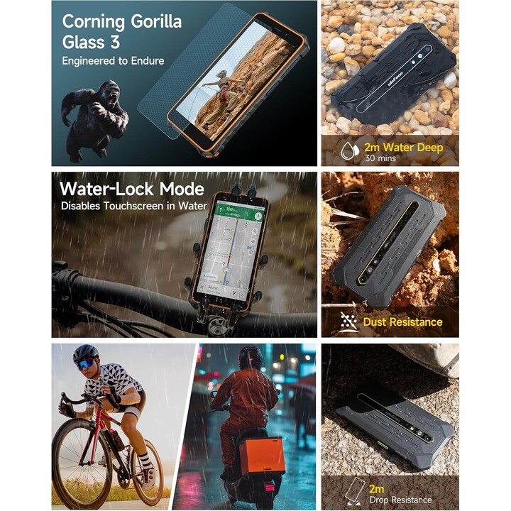 Ulefone RugKing 2 Pro, 4 Go 128 Go, 5,45 IPS, 4550 mAh, Orange