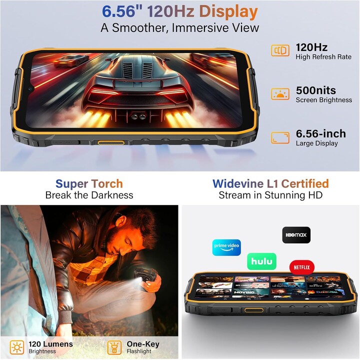 Ulefone RugKing 4 Pro, 8GB 256GB, 6.56 IPS, 10200mAh, Black