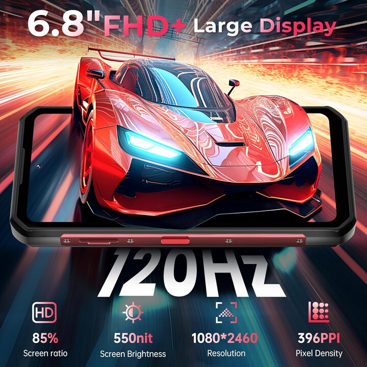 Oukitel WP56 5G, 8GB+256GB, display 6.8 FHD+, 16000mAh, fotocamera da 108MP, Android 15, NFC, Nero