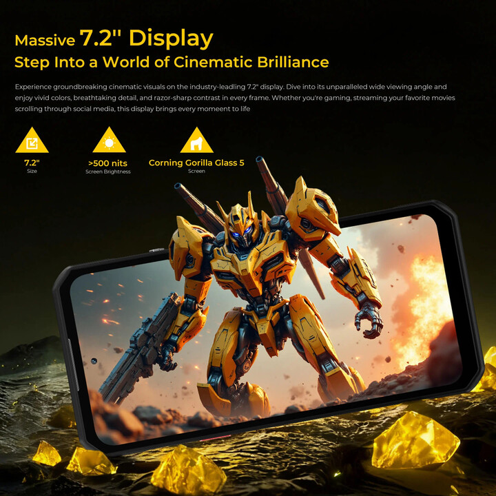 Oukitel WP60 5G, 8GB 256GB, LCD 7.2 IPS HD+, 10000mAh, Nero