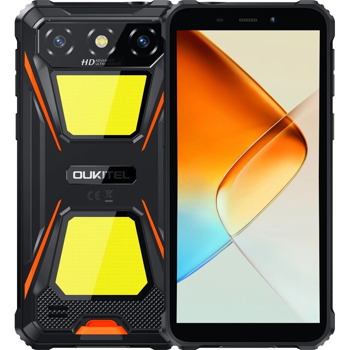 Oukitel G5, 4+12GB RAM, 64GB/TF 1TB, 900LM Dual Camping Light, 6 pantalla, 6300 mAh, 13MP, Sim dual, Naranja