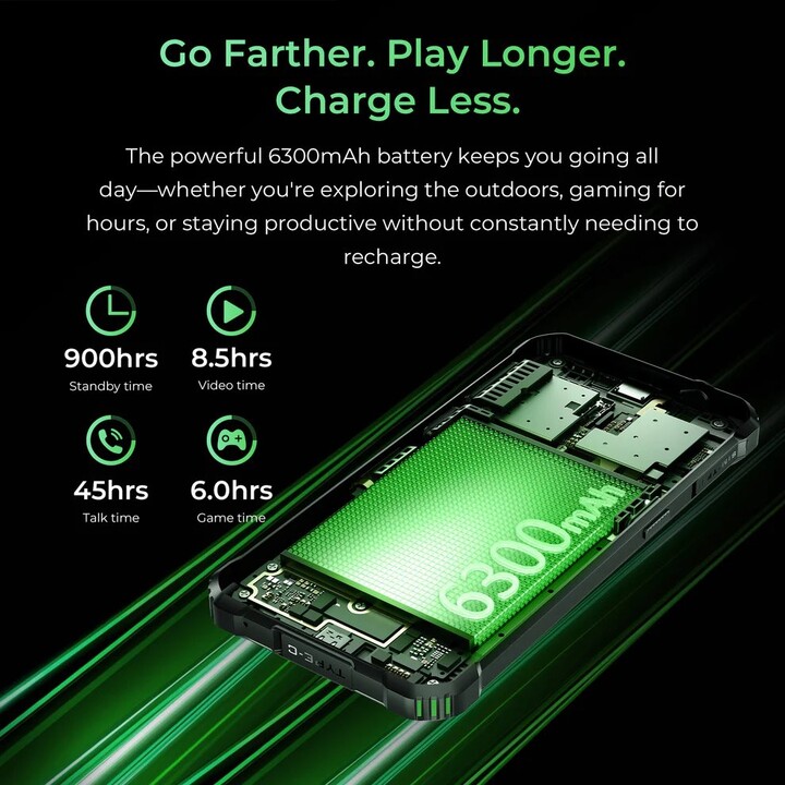 Oukitel G5, 4+12GB RAM, 64GB/TF 1TB, 900LM Dual Camping Light, 6 pantalla, 6300 mAh, 13MP, Sim dual, Naranja