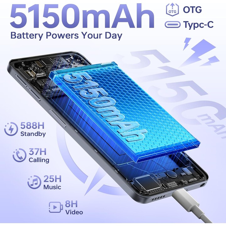 Oukitel C6 5G, 8GB 256GB, 6.8 IPS HD+, 5150mAh, Dual Sim, Púrpura