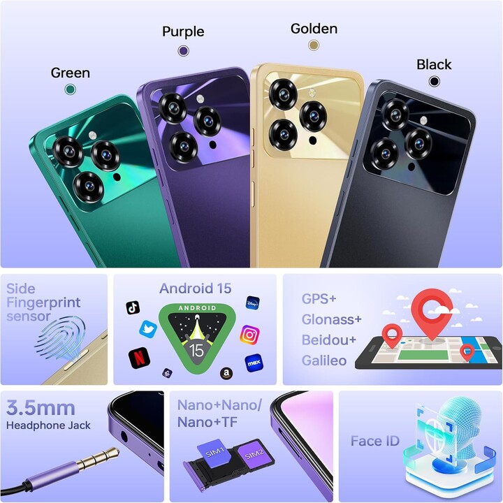 Oukitel C6 5G, 8GB 256GB, 6.8 IPS HD+, 5150mAh, Dual Sim, Púrpura