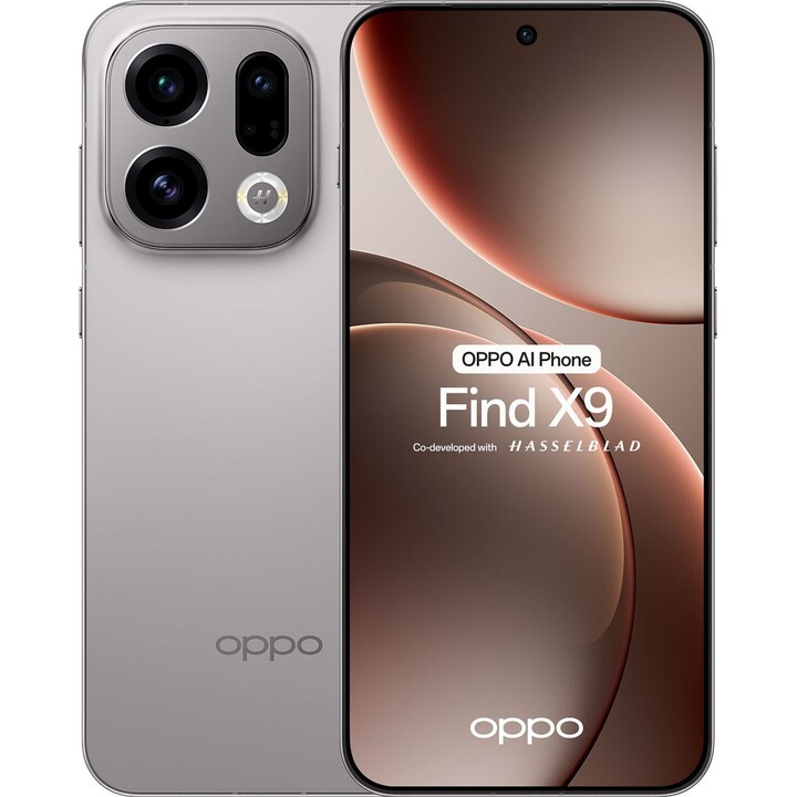 Smartphone Oppo Find X9 5G, 12 Go 512 Go, 6,59 AMOLED FHD+, 7025 mAh, double SIM, gris titane