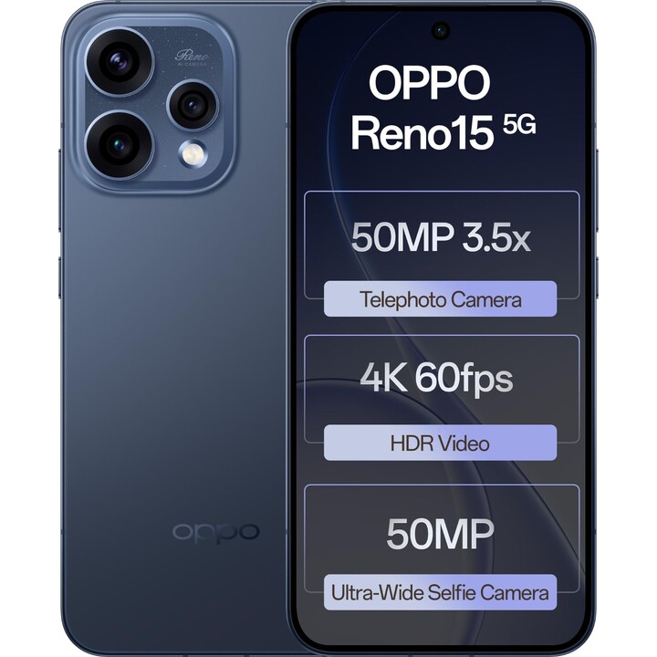 Oppo Reno15 5G, 8GB 512GB, 6.59 AMOLED, 6500mAh, Twilight Black