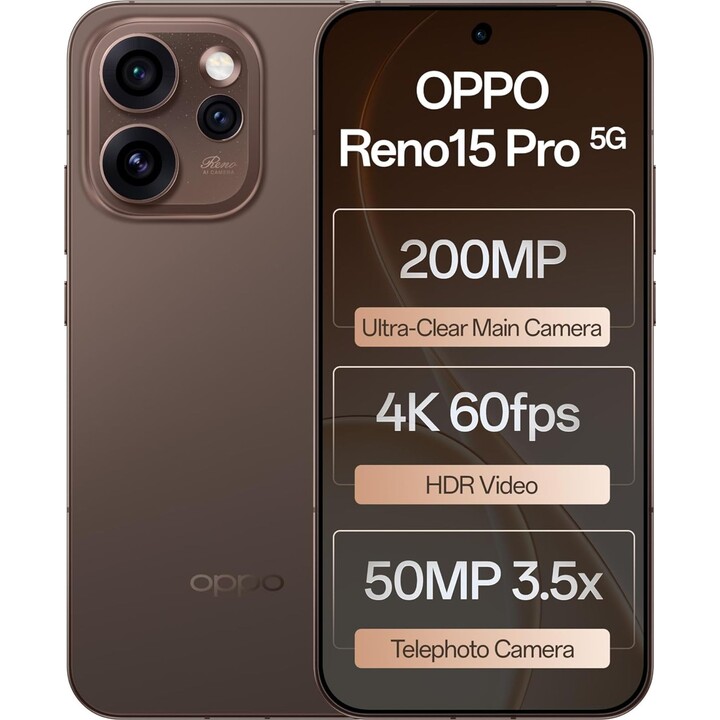 Oppo Reno15 Pro 5G, 12Go 512Go, 6.32 AMOLED, 6200mAh, Marron