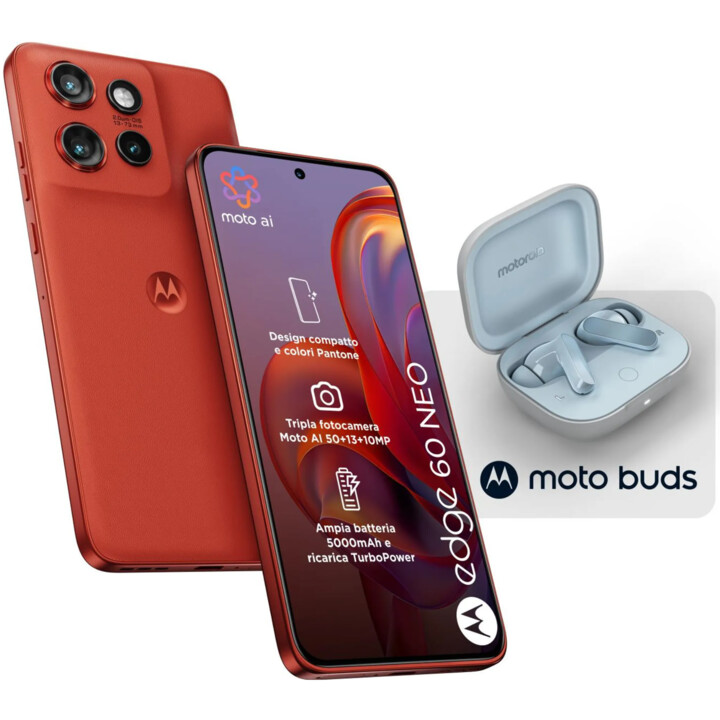 Motorola Edge 60 Neo 5G 256 GB Poinciana Red 50 MPx Sony sensor 8GB RAM Moto AI + Headphones Moto Buds