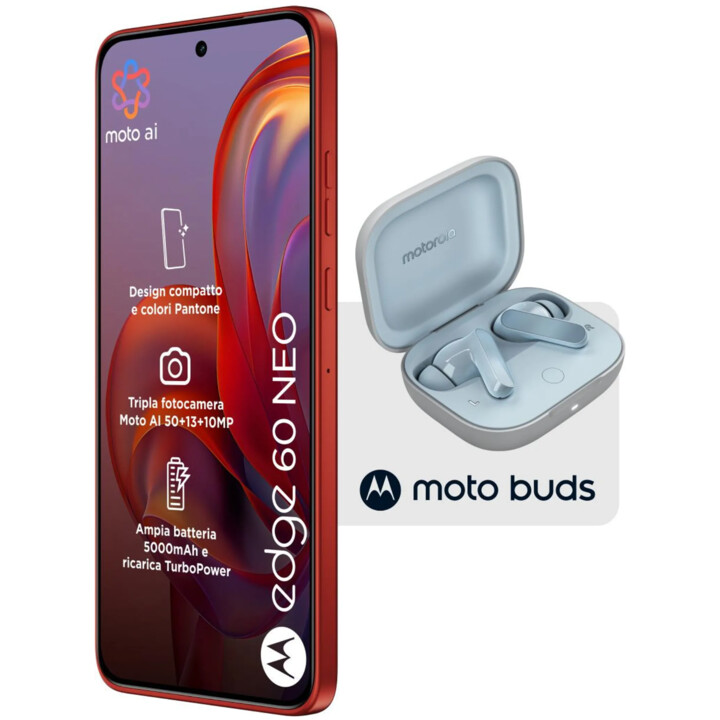 Motorola Edge 60 Neo 5G 256 GB Poinciana Red 50 MPx Sony sensor 8GB RAM Moto AI + Headphones Moto Buds