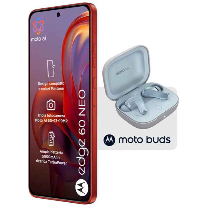 Motorola Edge 60 Neo 5G 256 GB Poinciana Red 50 MPx Sony sensor 8GB RAM Moto AI + Headphones Moto Buds