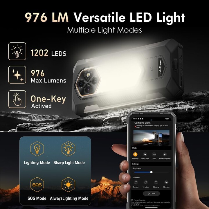 Ulefone RugKing 5 Pro, 8GB 256GB, Pantalla 6.78 IPS LCD FHD+, 20000mAh, Negro