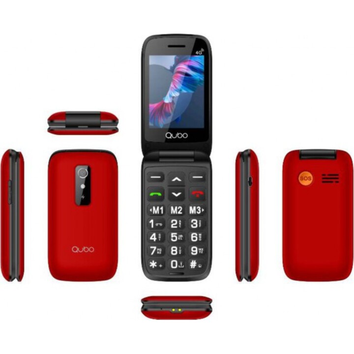 Teléfono Móvil Qubo P-220RD 4G para Personas Mayores/ Rojo