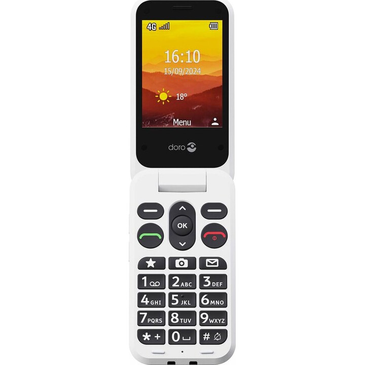 Doro Leva L30 4G, Pantalla Externa, Calidad de Audio HD, Cámara, Botón SOS con GPS, Incluye Estación de Carga, Rojo