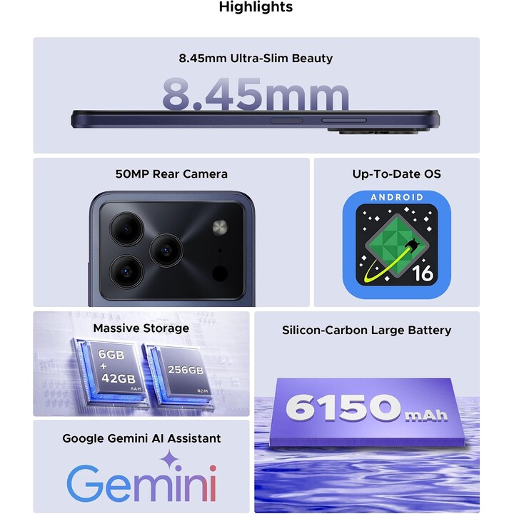 Doogee Note 56 Plus, 6GB 256GB, 6.56 IPS HD+, 6150mAh, Púrpura