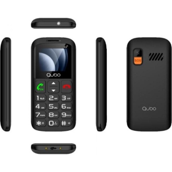 Teléfono Móvil Qubo P-186BKC 4G para Personas Mayores/ Negro